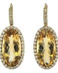 Elongated Oval Citrine Diamond Pave Drop Earrings Earrings H&H Jewels