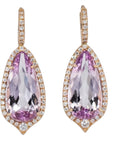 Kunzite Rose Gold Diamond Pave Drop Earrings Earrings H&H Jewels