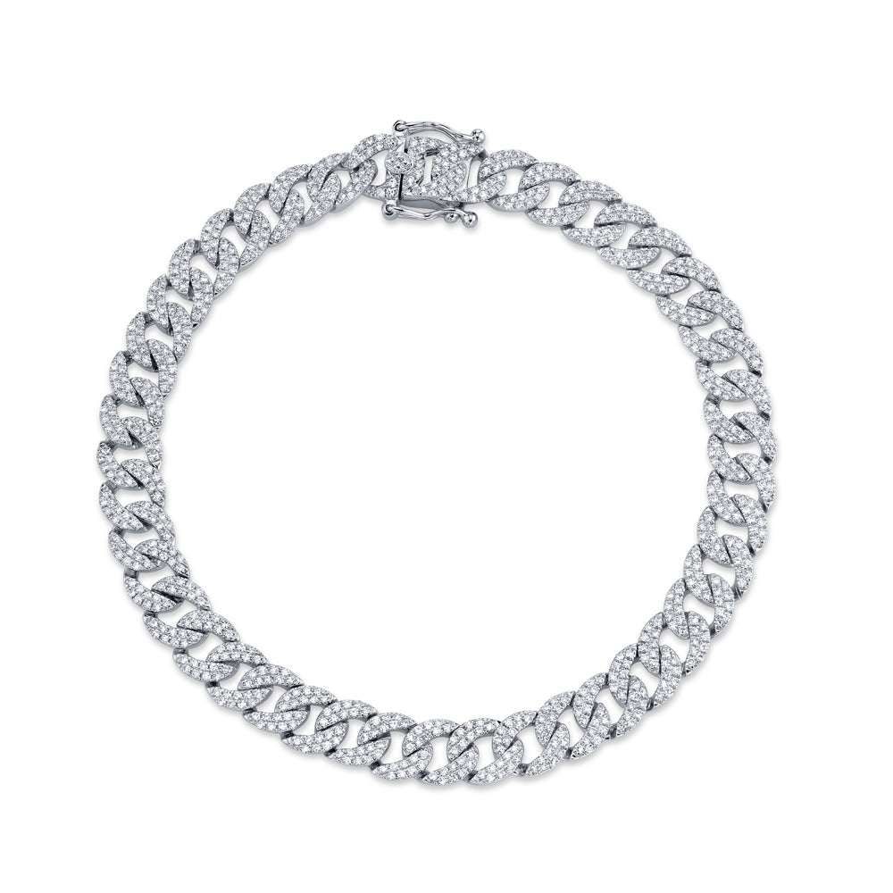 White Gold Diamond Pave Link Bracelet Bracelets Shy Creation