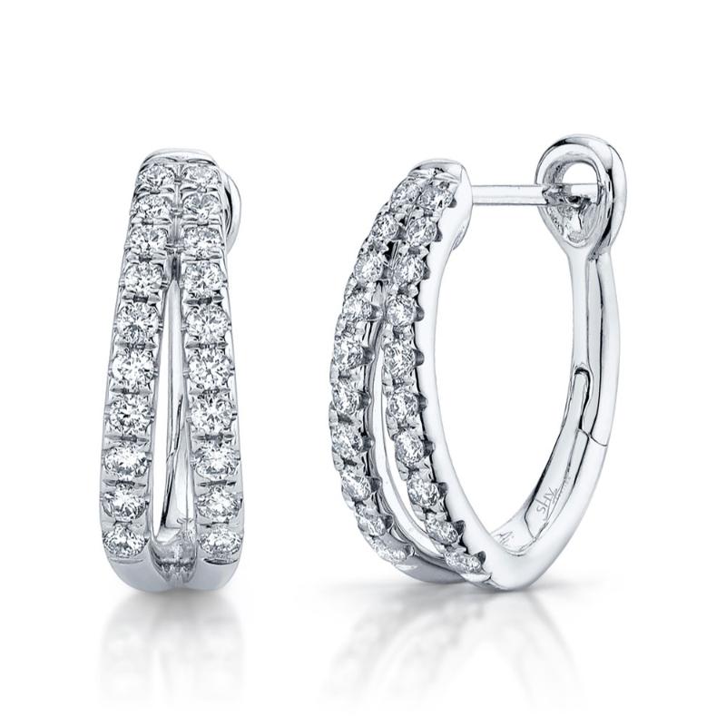 14kt White Gold Diamond Oval Hoop Earrings Earrings Shy Creation