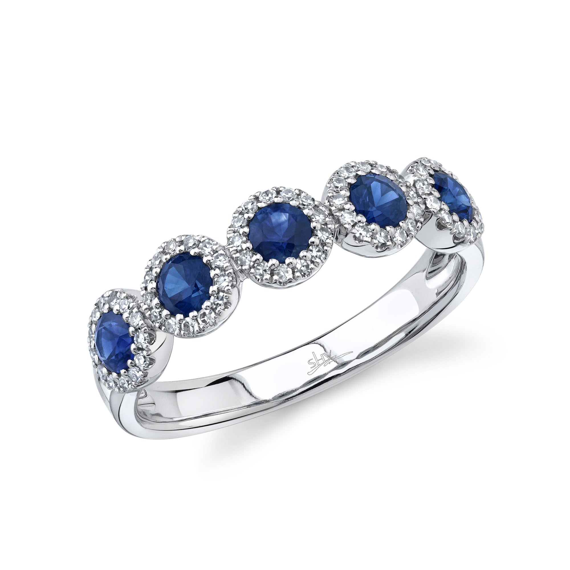 White Gold Pave Diamond Sapphire Ring Rings Gift Giving