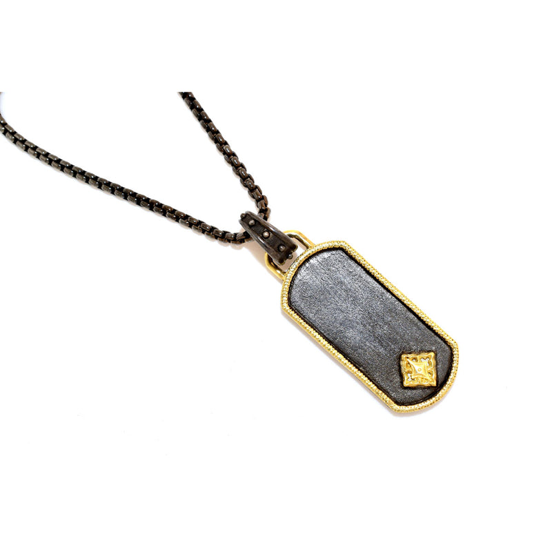 Pave Dog Tag on Chain Necklace Necklaces Armenta