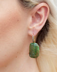 Natural Emerald Slice & Spiked Diamond Pave Drop Earrings Earrings H&H Jewels