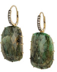 Natural Emerald Slice & Spiked Diamond Pave Drop Earrings Earrings H&H Jewels