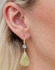 Yellow-Green Sapphire Blue Zircon Yellow Gold Diamond Pave Drop Earrings Earrings H&H Jewels