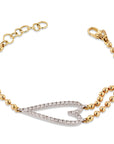 Open Heart Charm Yellow Gold Diamond Pave Bracelet Bracelets Curated by H