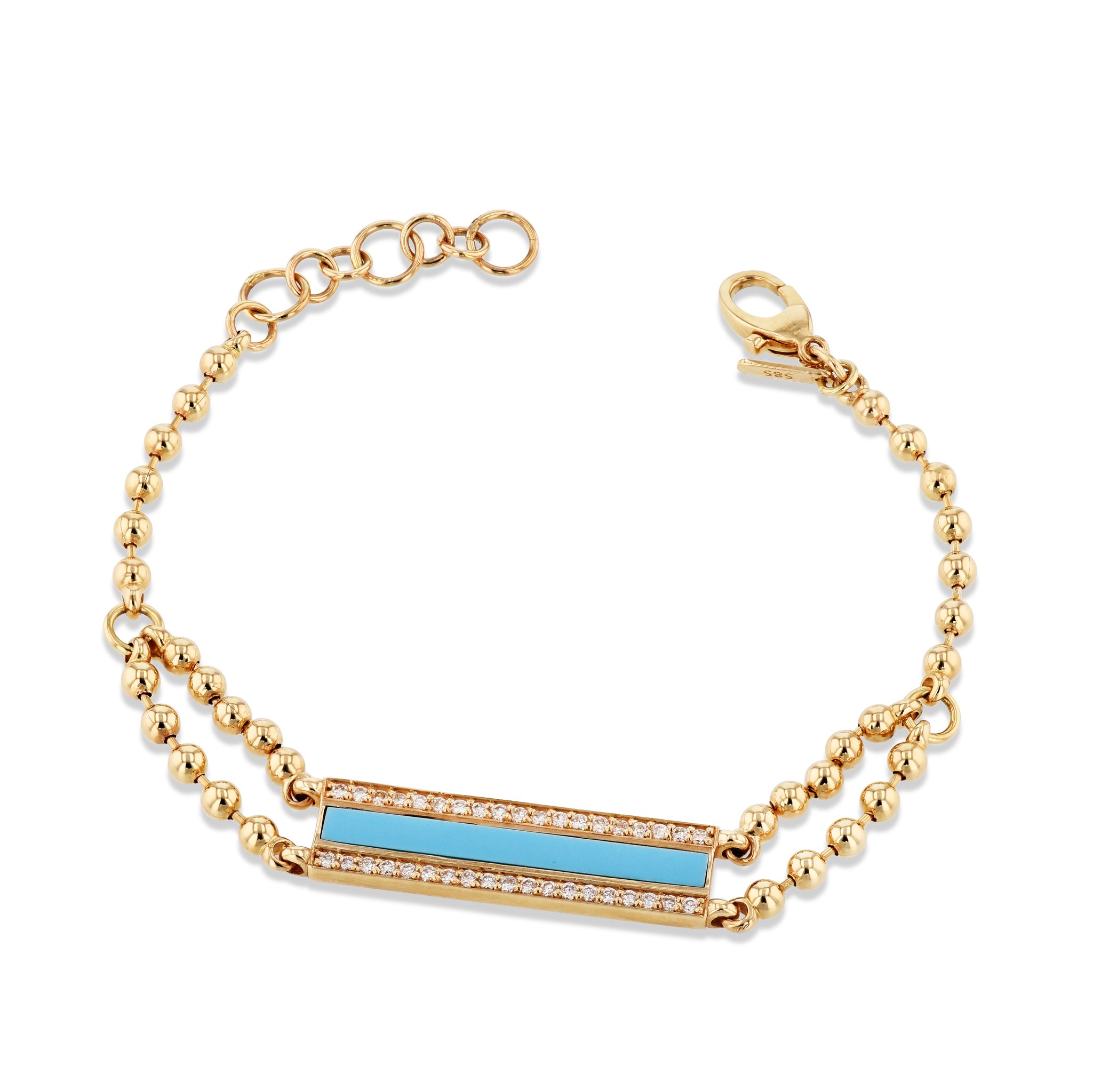 Turquoise Pave Diamond Yellow Gold Bracelet Bracelets Curated by H