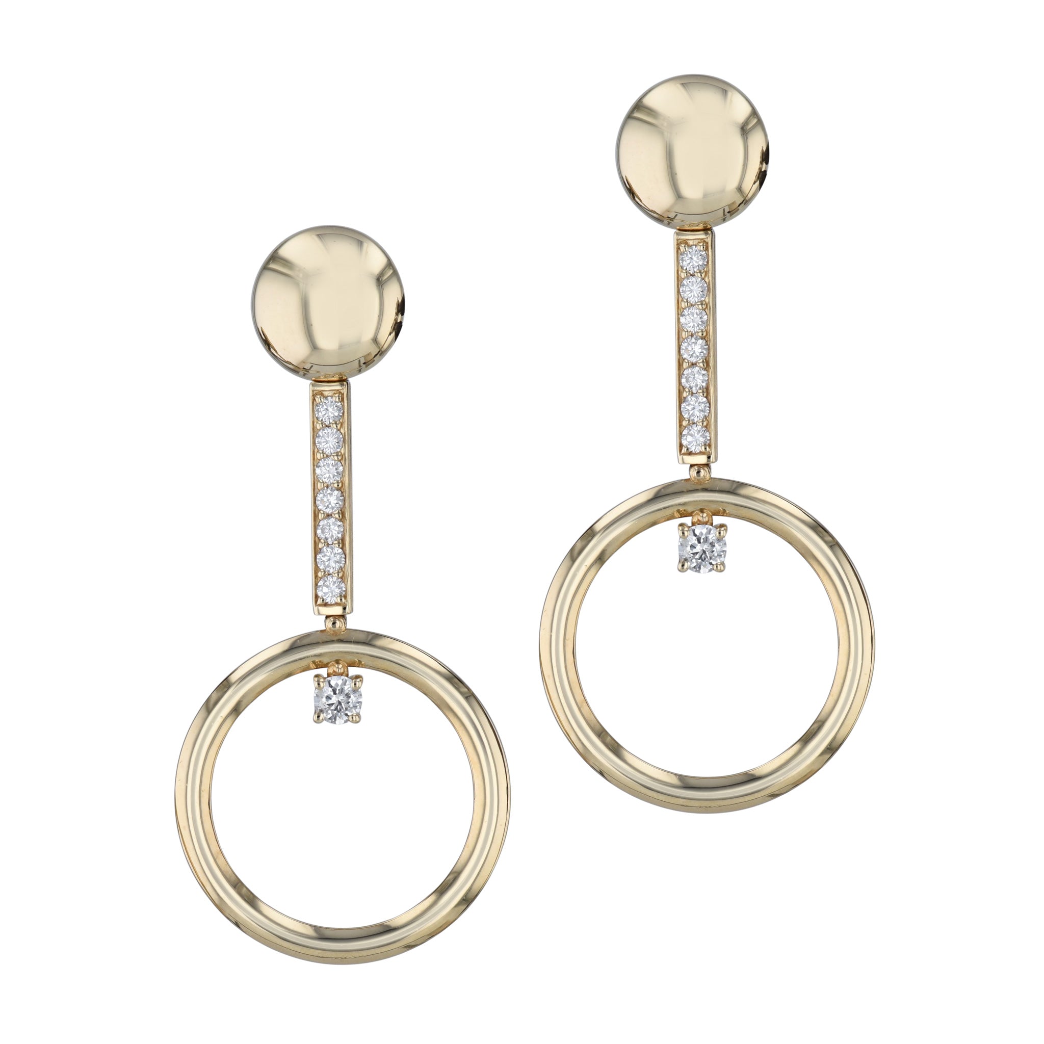 Yellow Gold Diamond Pave Drop Earrings Earrings Curated by H