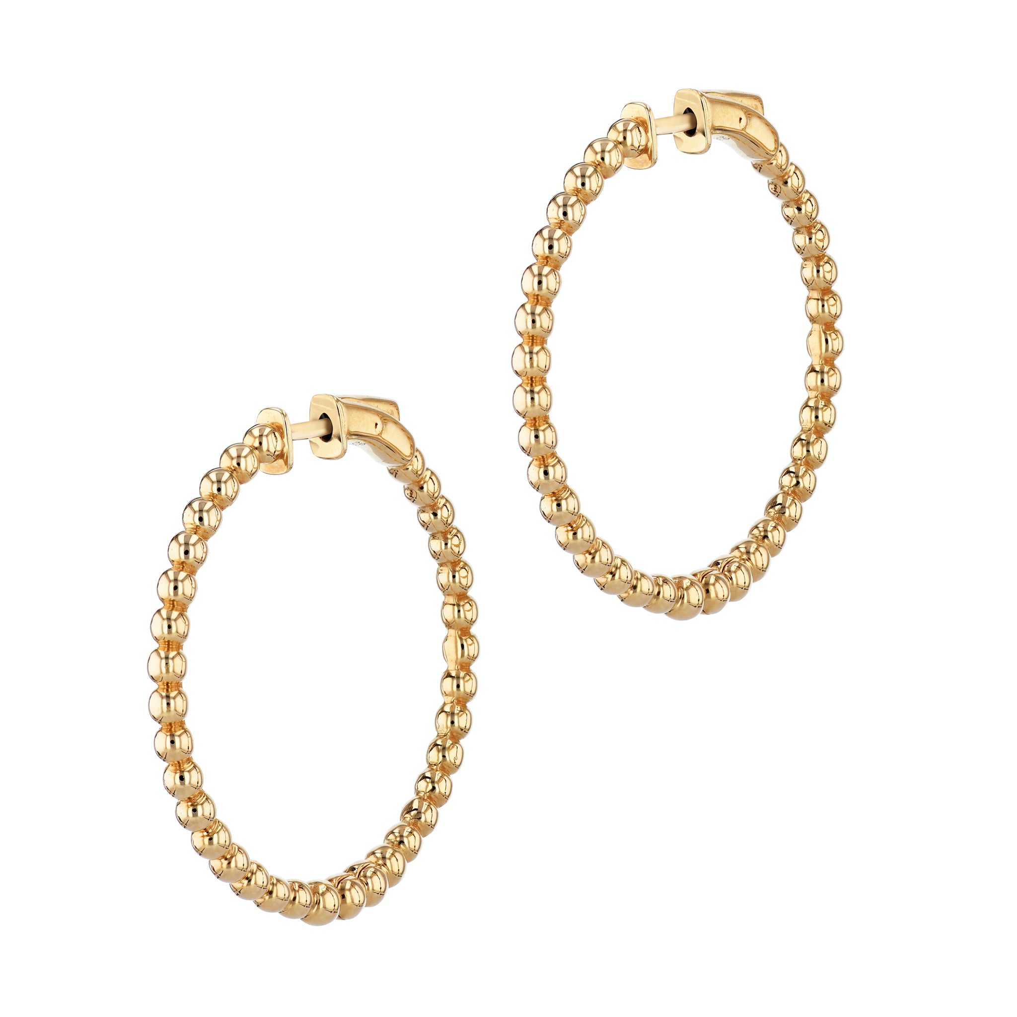 Yellow Gold Bead Hoop Earrings Earrings Curated by H