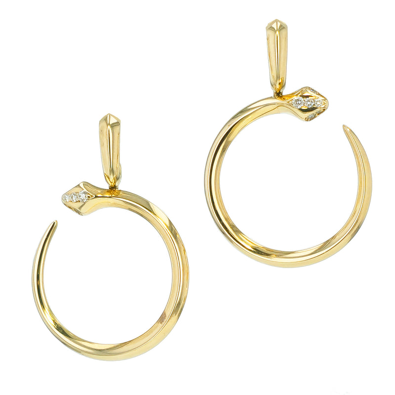 Yellow Gold and Diamond Pave Drop Earrings Earrings Curated by H