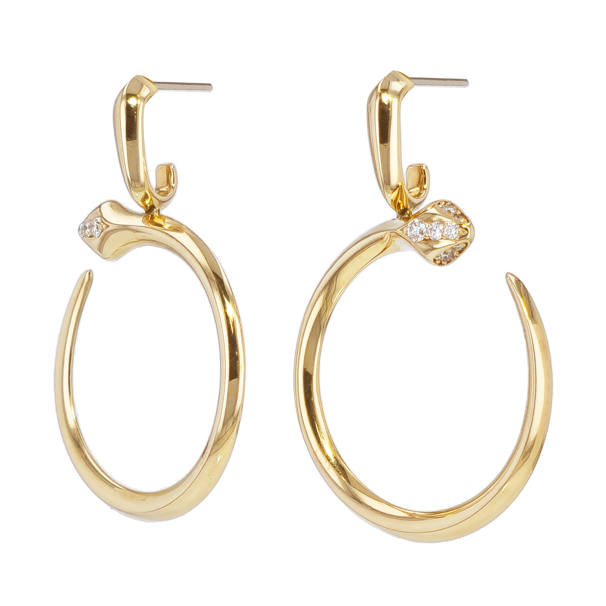 Yellow Gold and Diamond Pave Drop Earrings Earrings Curated by H
