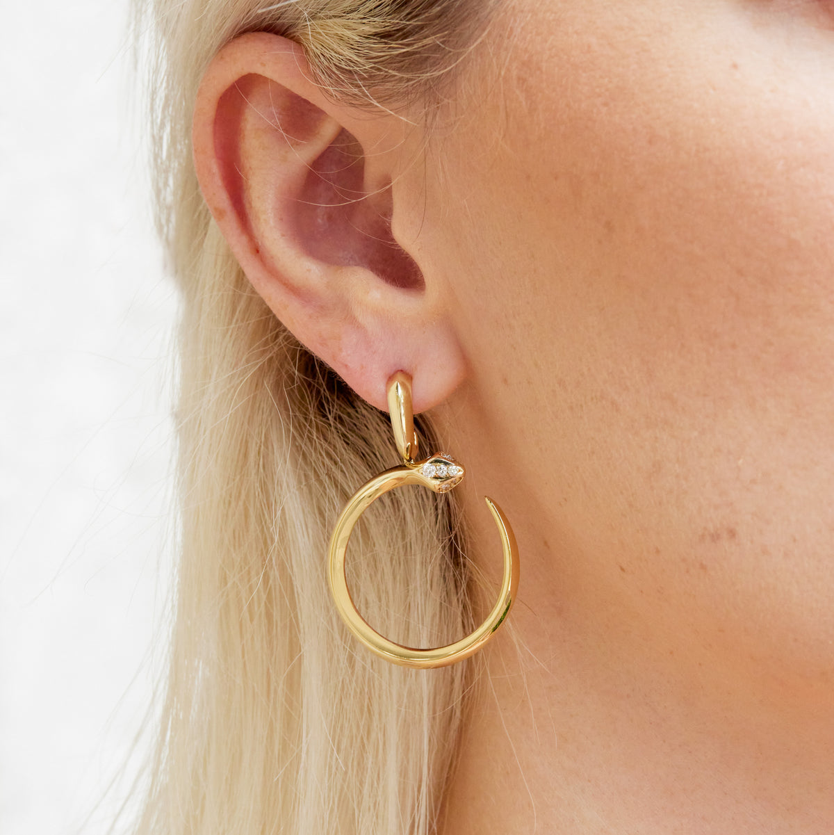 Yellow Gold and Diamond Pave Drop Earrings - Alternate View 2