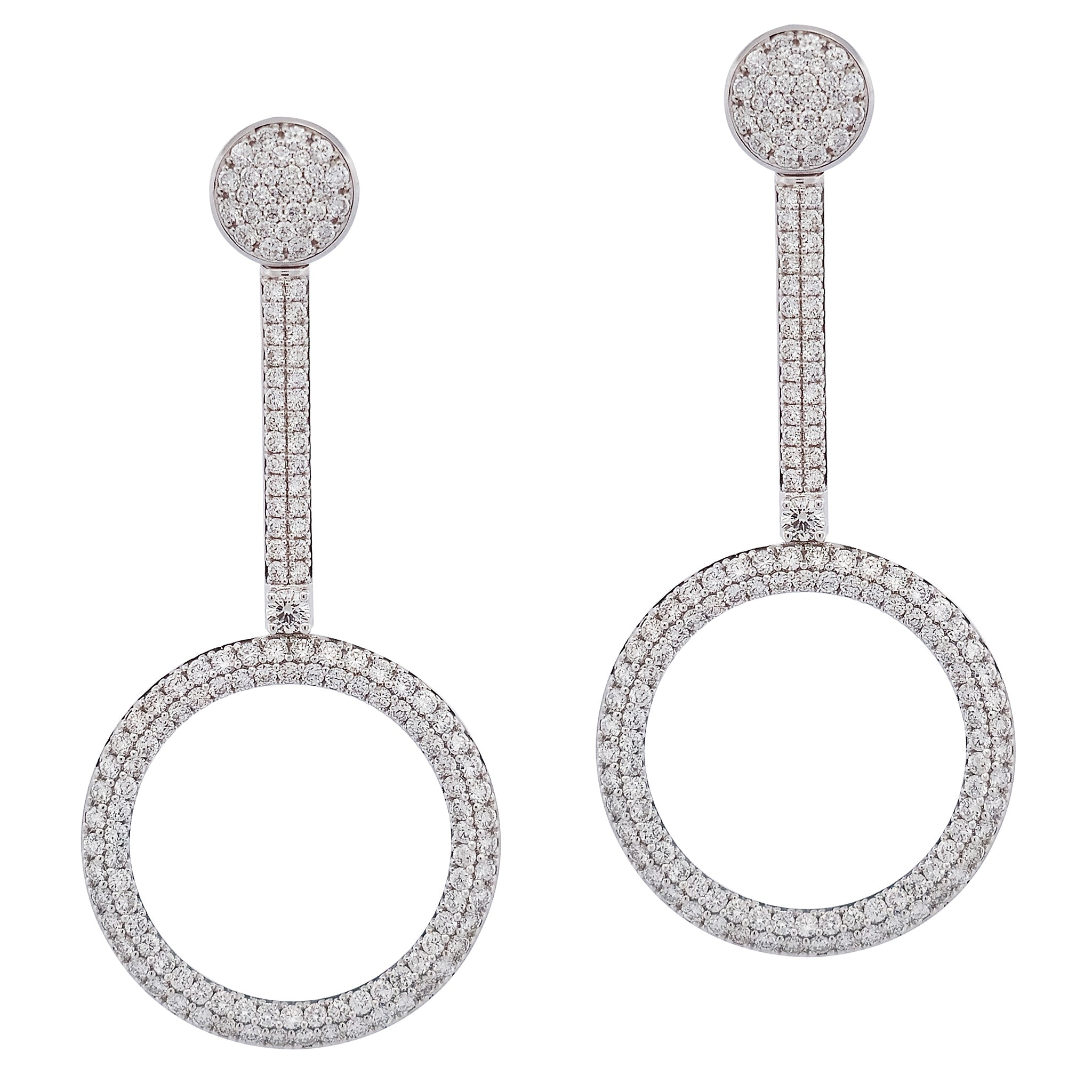 Diamond Pave 18K White Gold Drop Earrings Earrings Curated by H