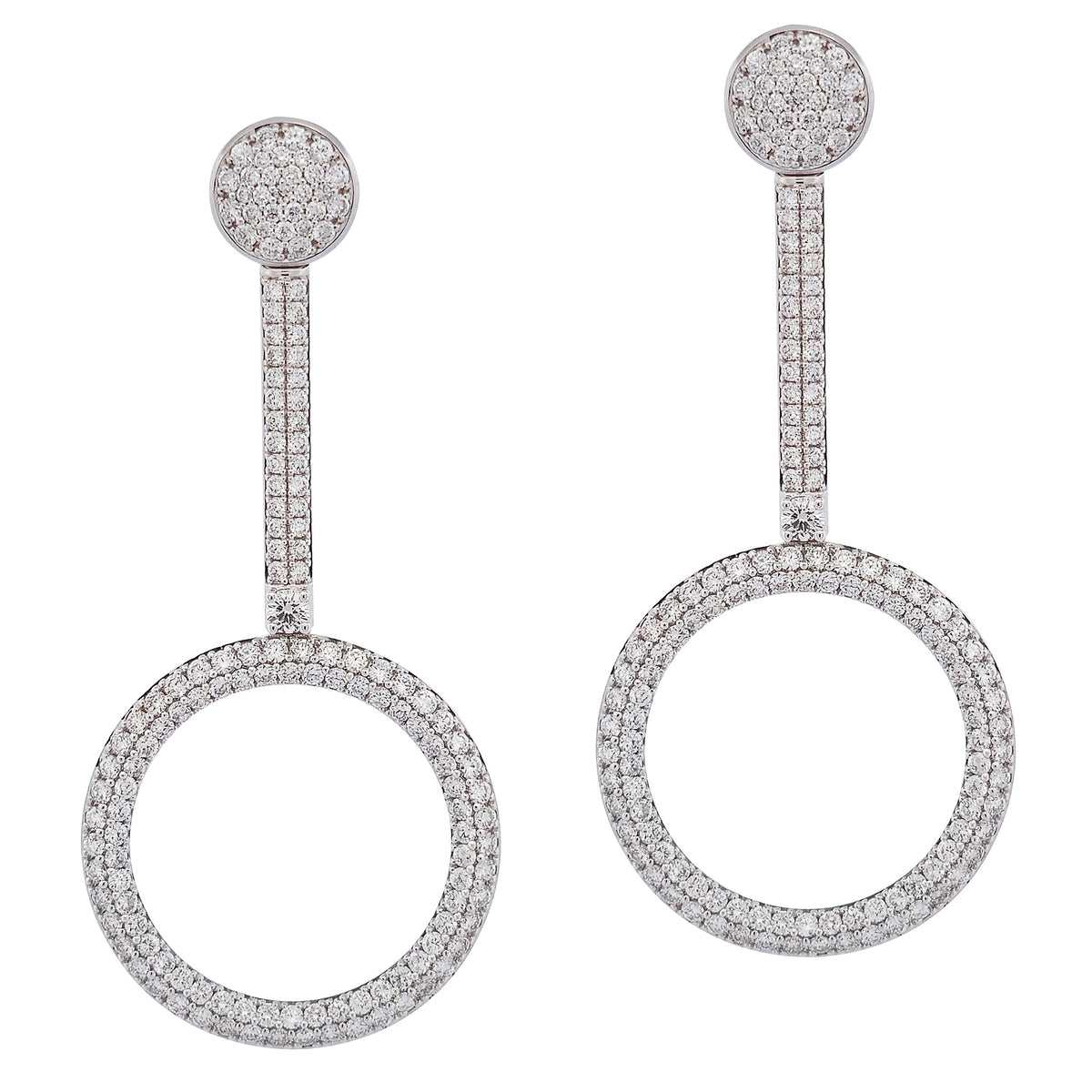 Diamond Pave 18K White Gold Drop Earrings Earrings Curated by H
