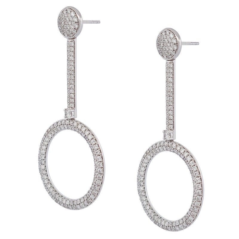 Diamond Pave 18K White Gold Drop Earrings Earrings Curated by H