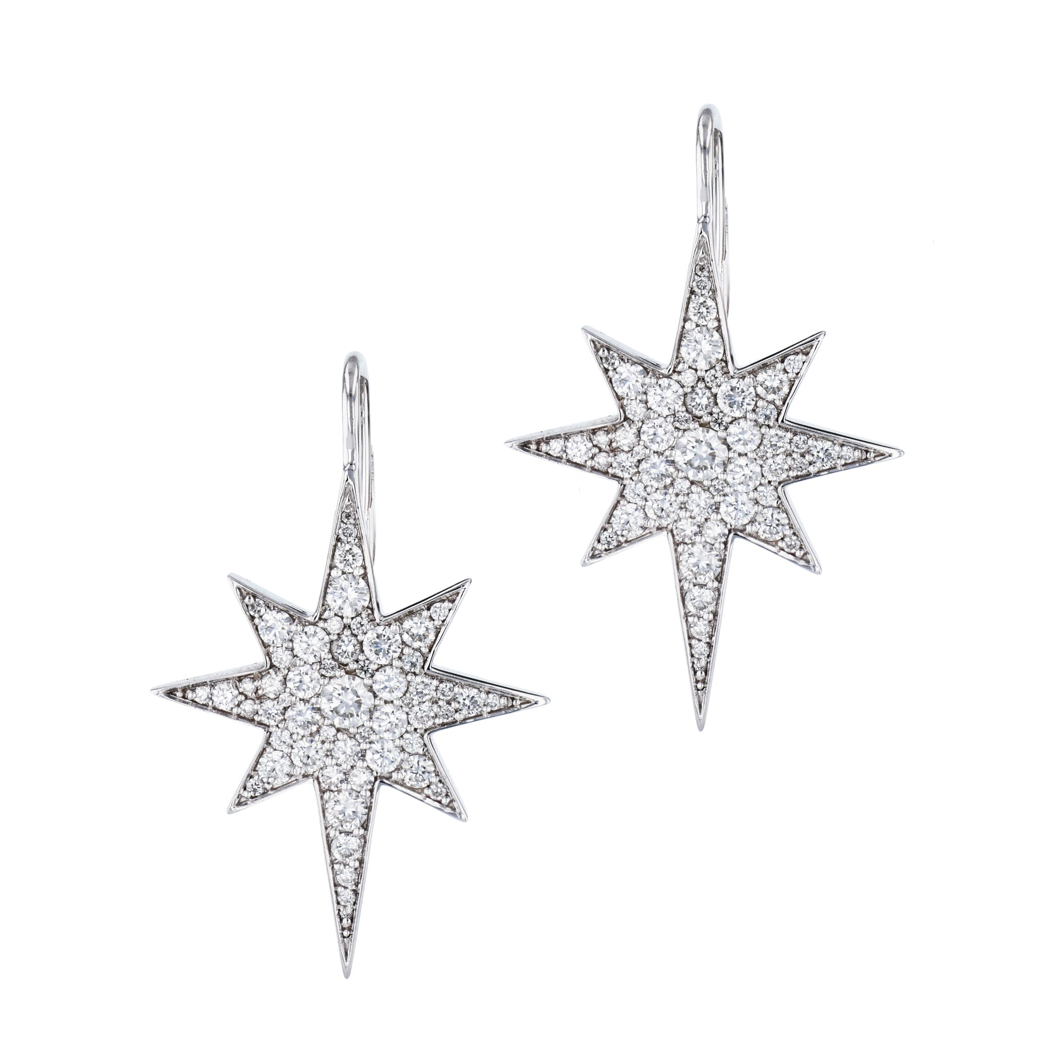North Star Diamond Pave White Gold Drop Earrings Earrings Curated by H