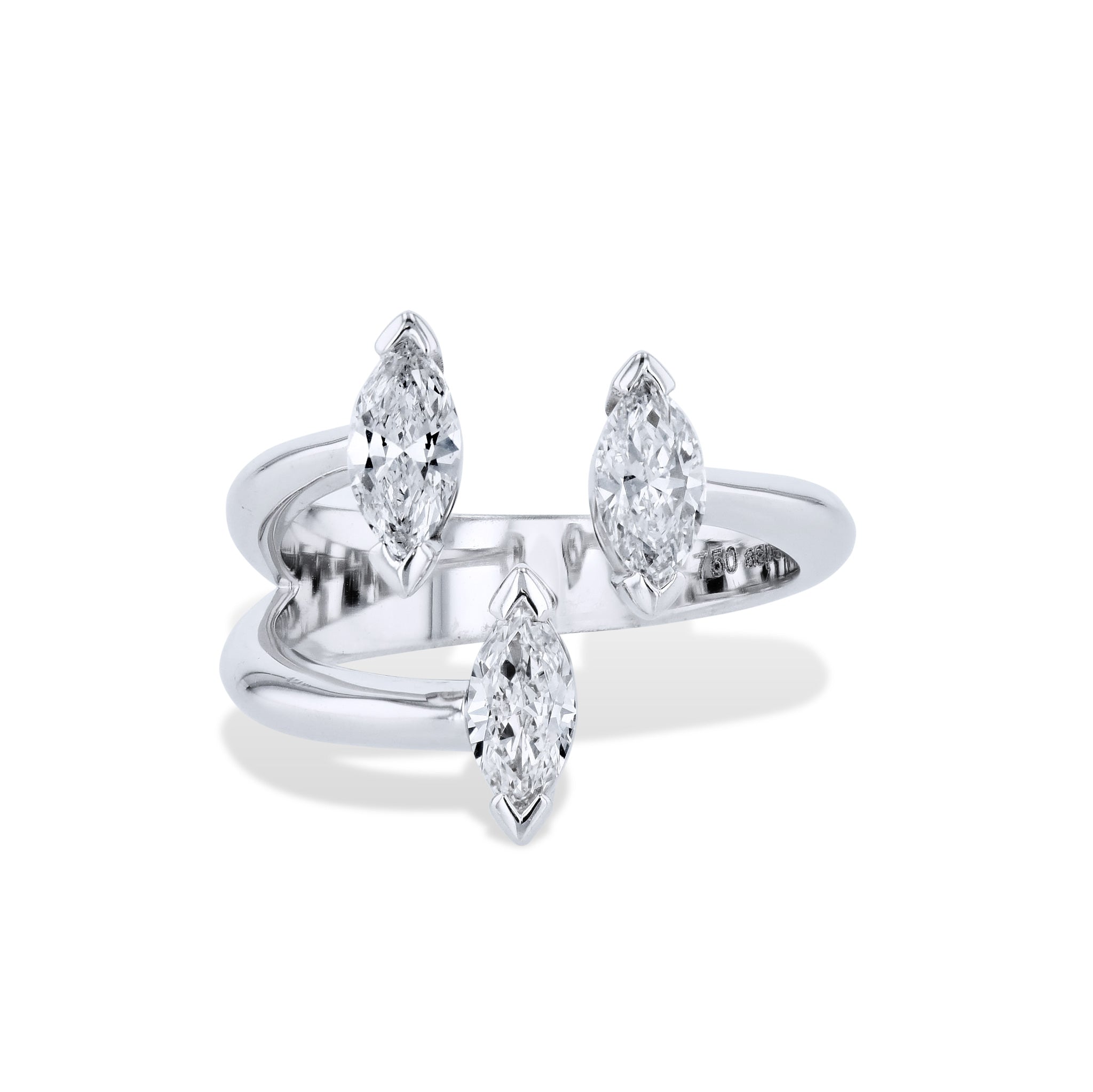 3 Marquise Diamond White Gold Ring Rings Curated by H