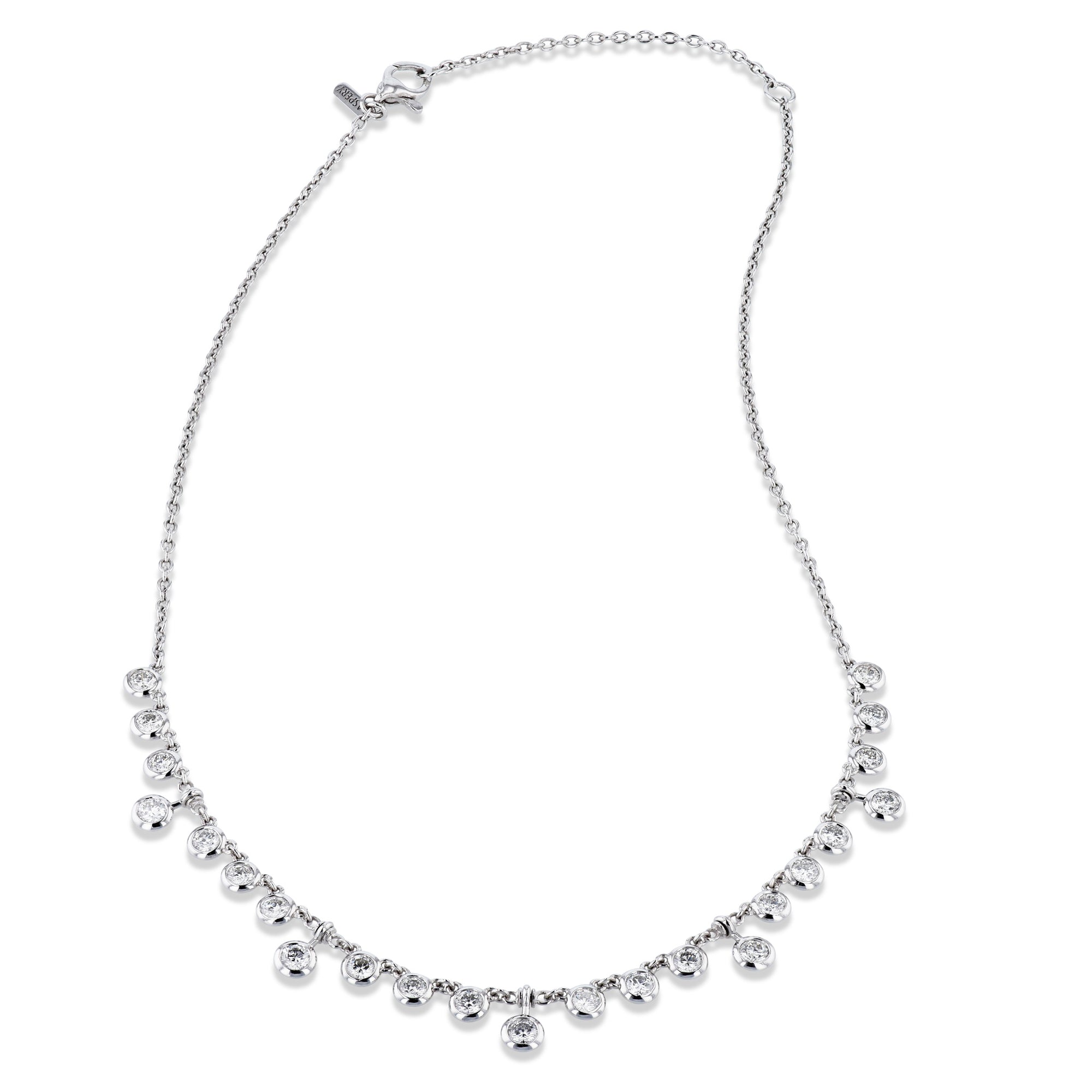 White Gold Diamond Bezel Necklace Necklaces Curated by H