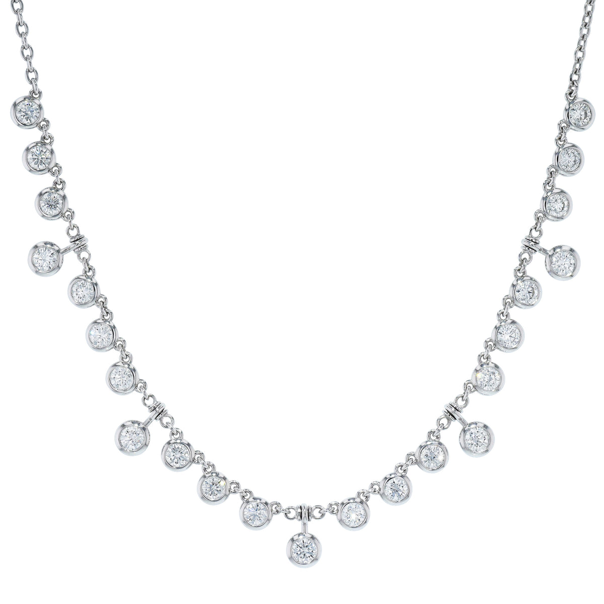 White Gold Diamond Bezel Necklace - Alternate View 1