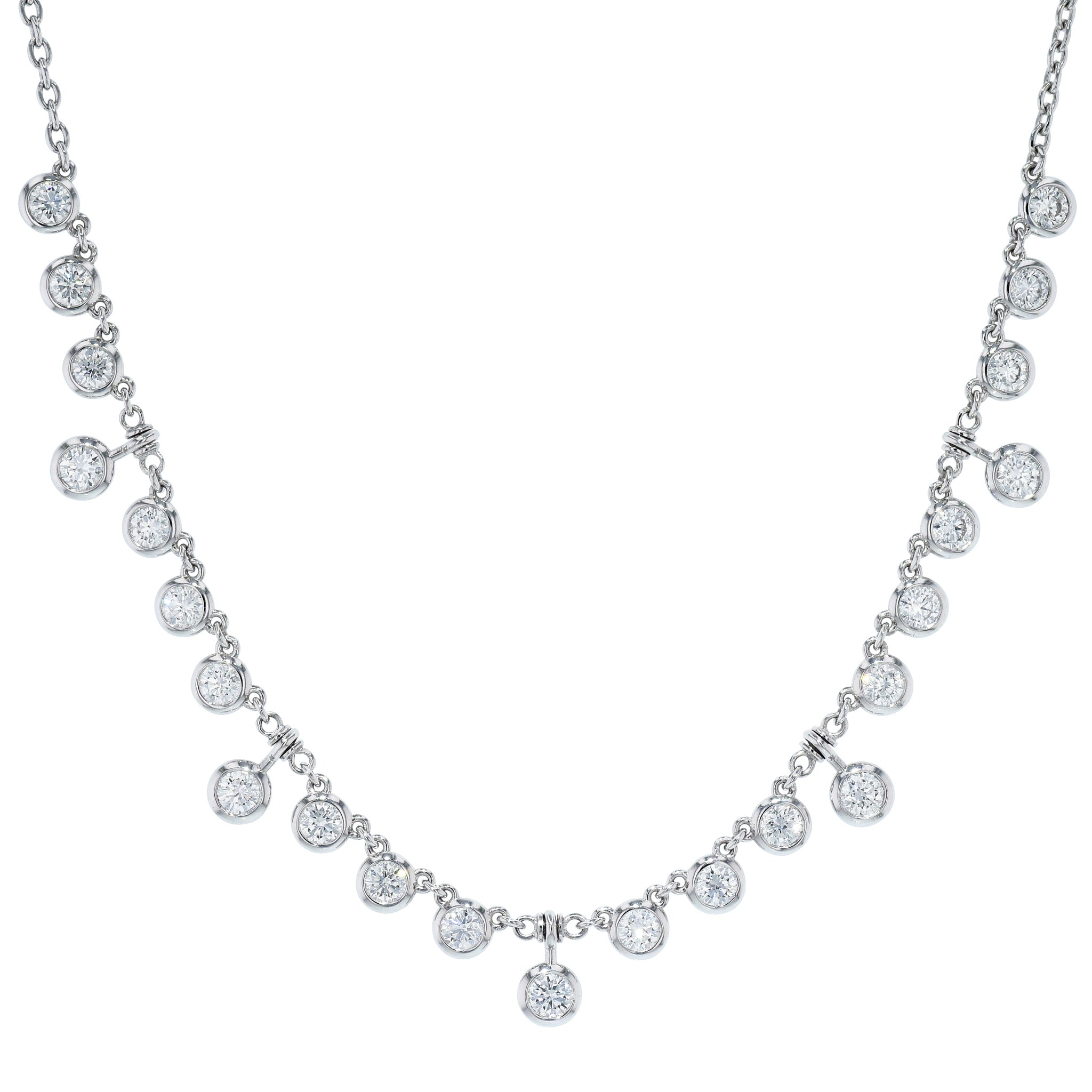 White Gold Diamond Bezel Necklace Necklaces Curated by H