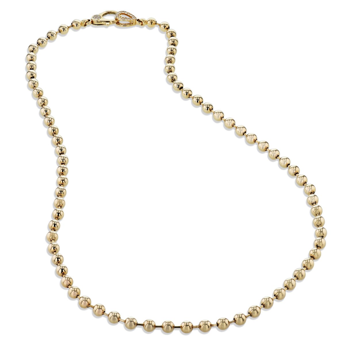 Yellow Gold Diamond Pave Beaded Chain Necklace - Alternate View 1