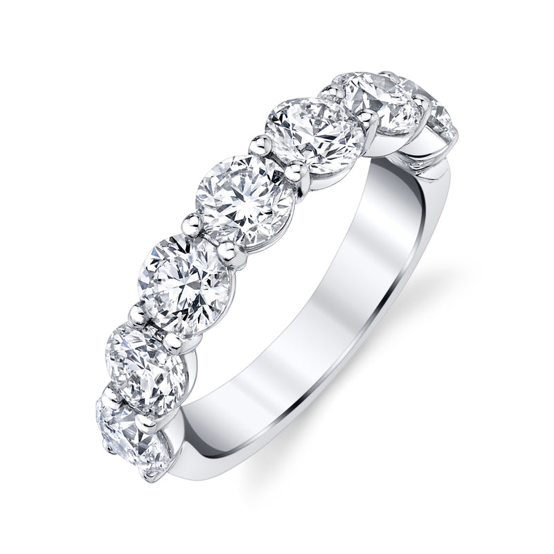 Round Diamond 7 Stone Platinum Band Rings H&H Jewels