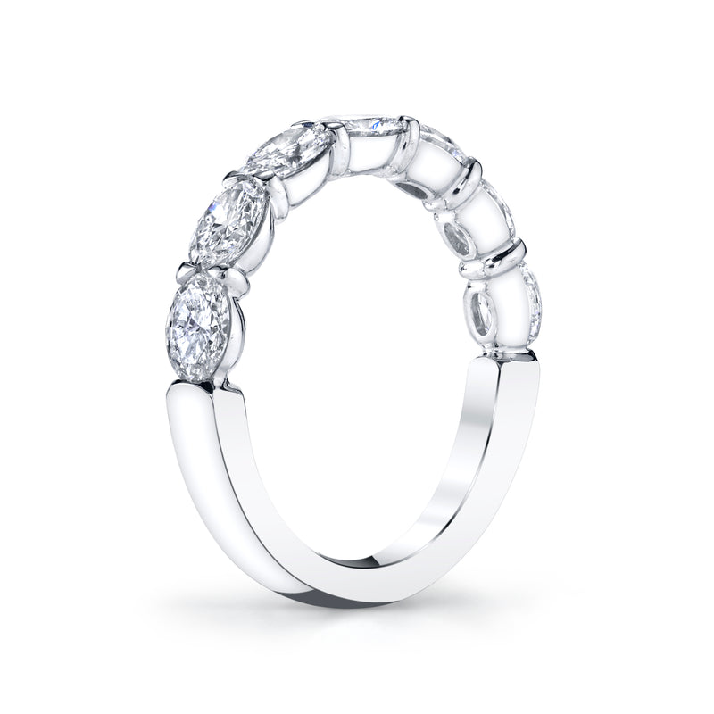 Oval Cut 5-Stone Horizontally Set Diamond Platinum Band Rings H&H Jewels