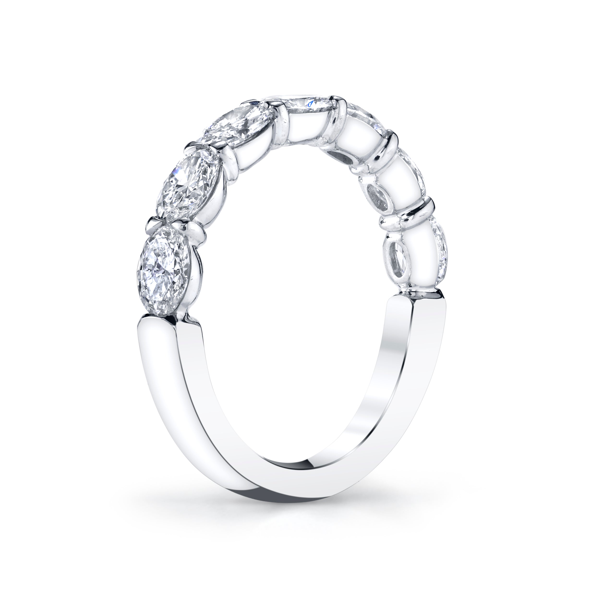 Oval Cut 5-Stone Horizontally Set Diamond Platinum Band Rings H&amp;H Jewels