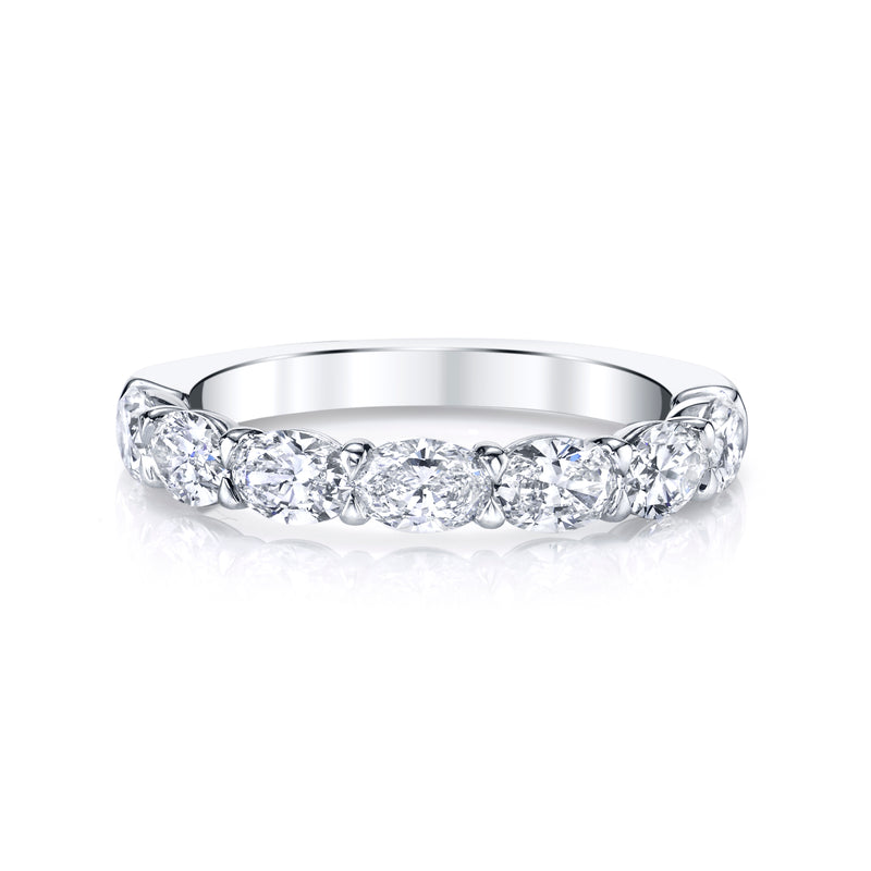 Oval Cut 5-Stone Horizontally Set Diamond Platinum Band Rings H&H Jewels