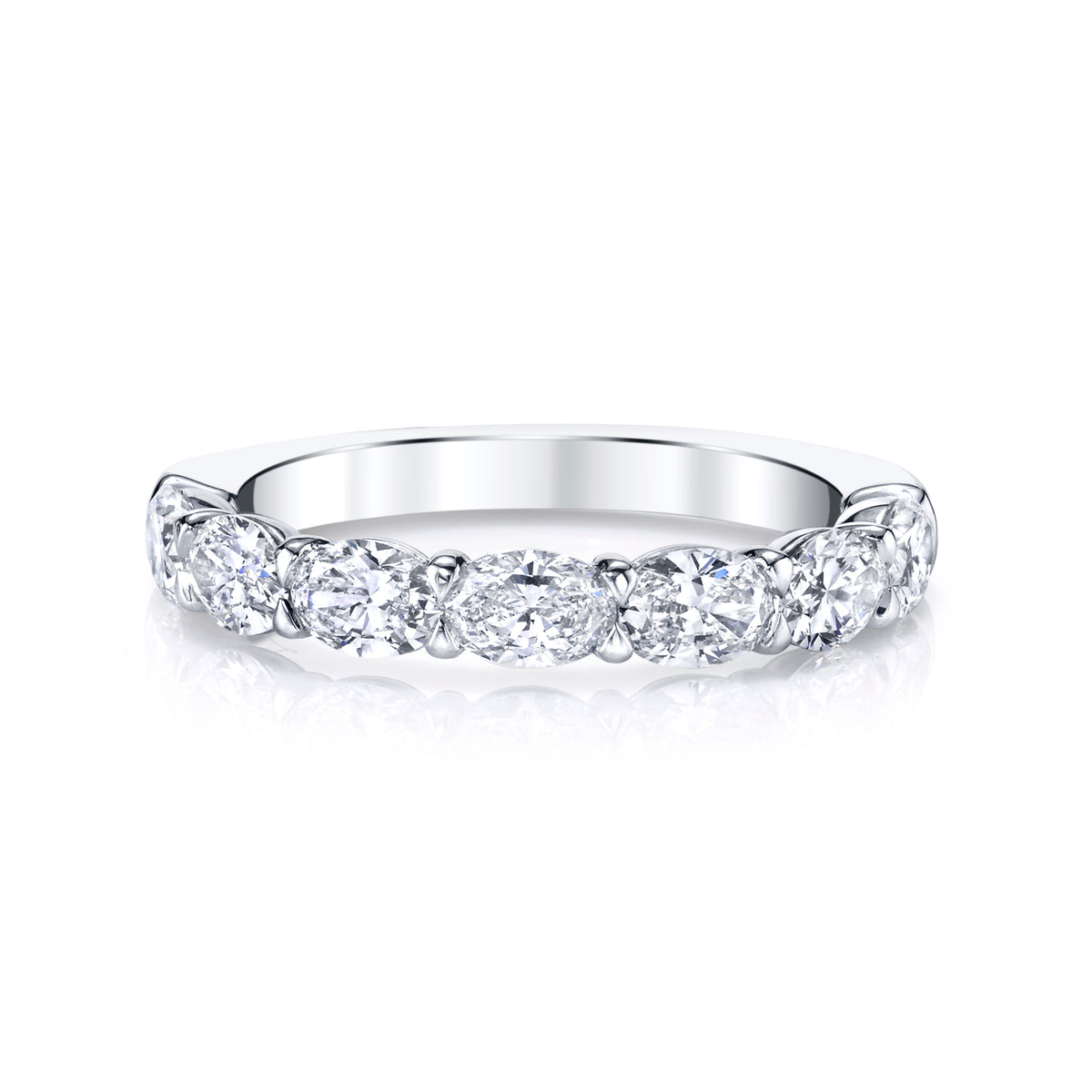 Oval Cut 5-Stone Horizontally Set Diamond Platinum Band - Alternate View 1