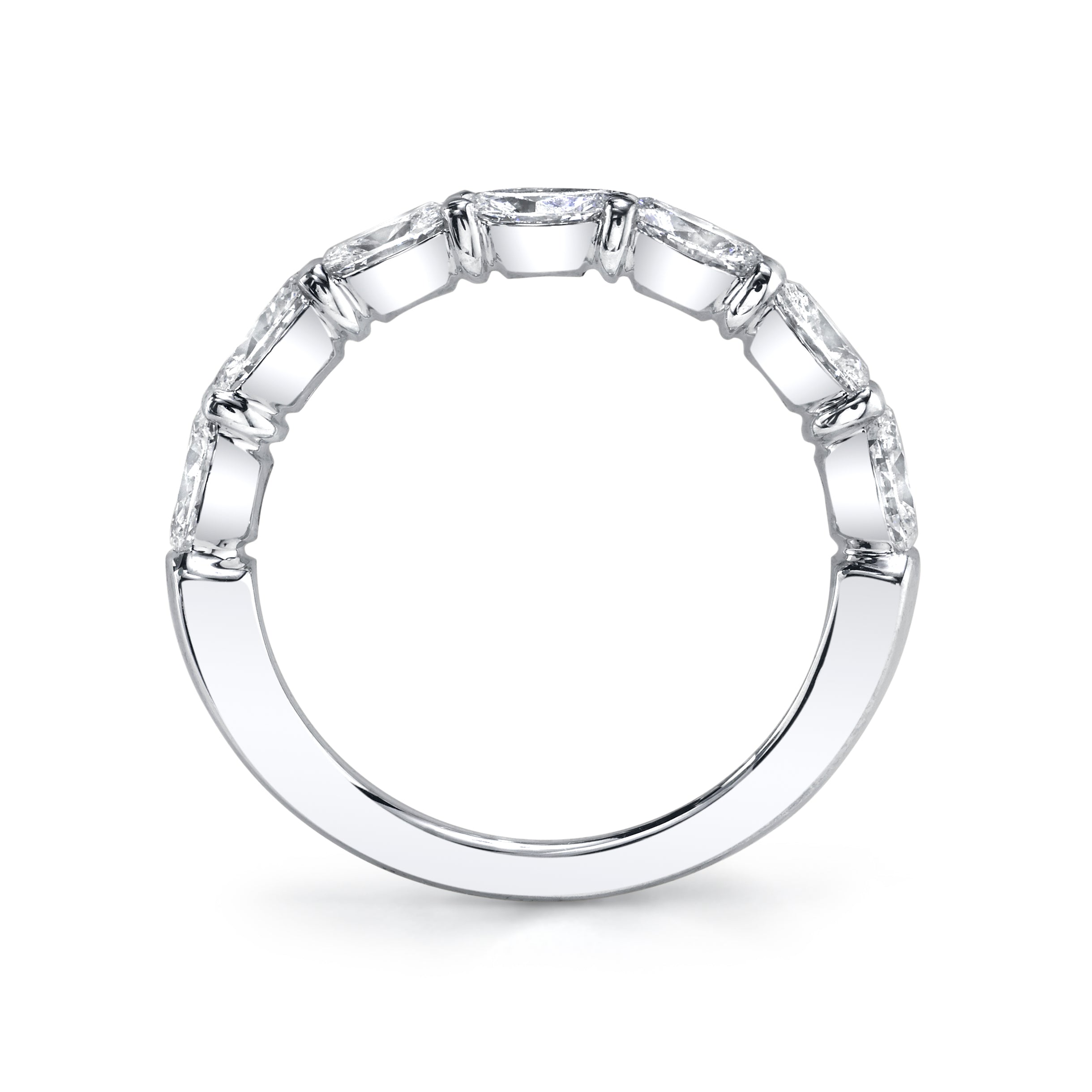 Oval Cut 5-Stone Horizontally Set Diamond Platinum Band Rings H&amp;H Jewels