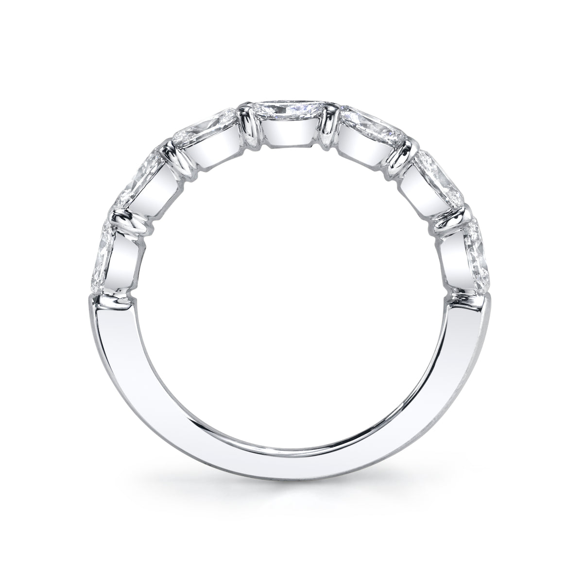 Oval Cut 5-Stone Horizontally Set Diamond Platinum Band - Alternate View 2