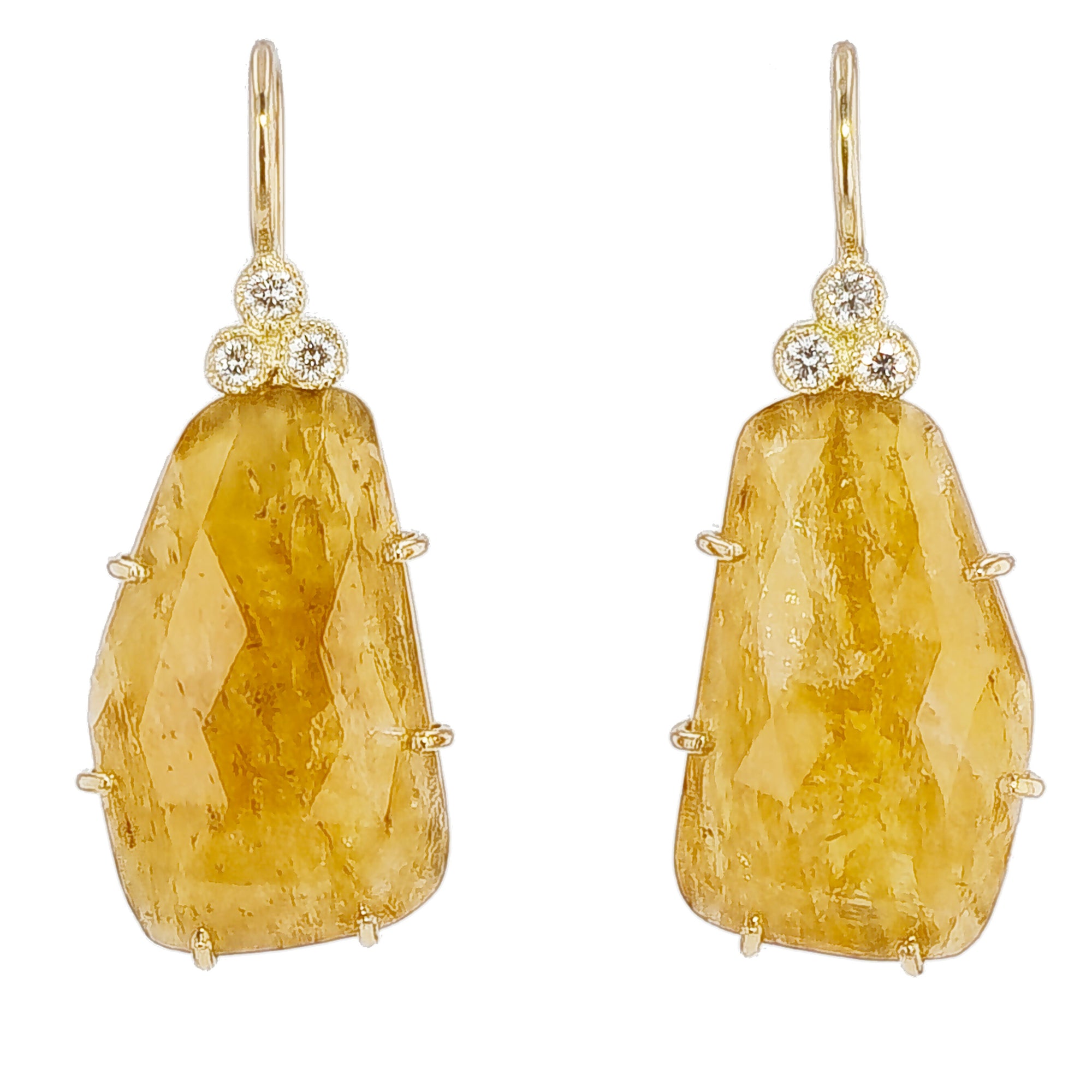 Yellow sapphire Slice Yellow Gold Drop Earrings Earrings H&amp;H Jewels