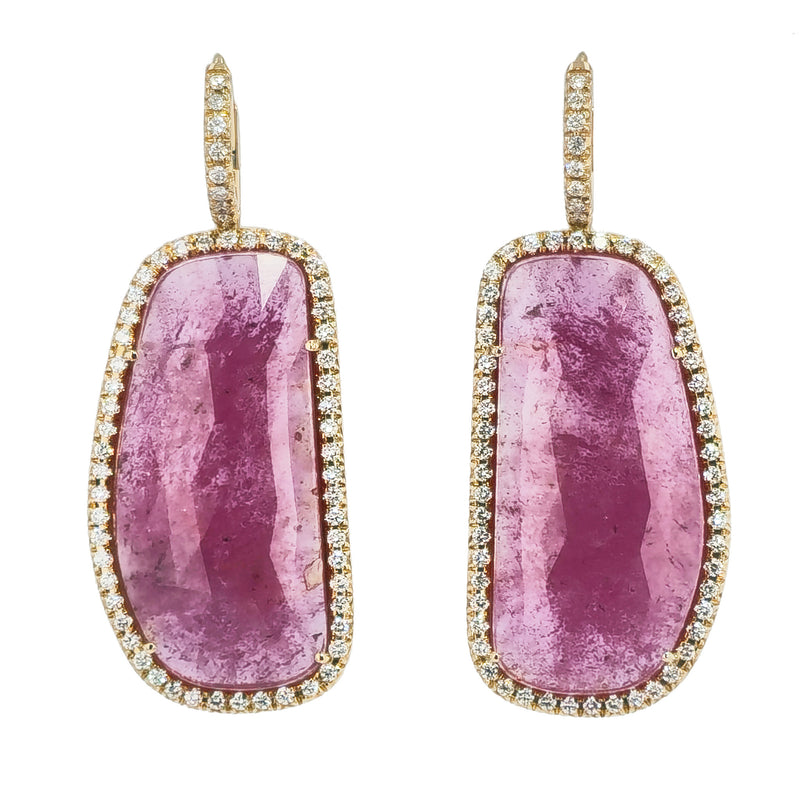 Pink Sapphire Slice Drop Earrings Earrings H&H Jewels