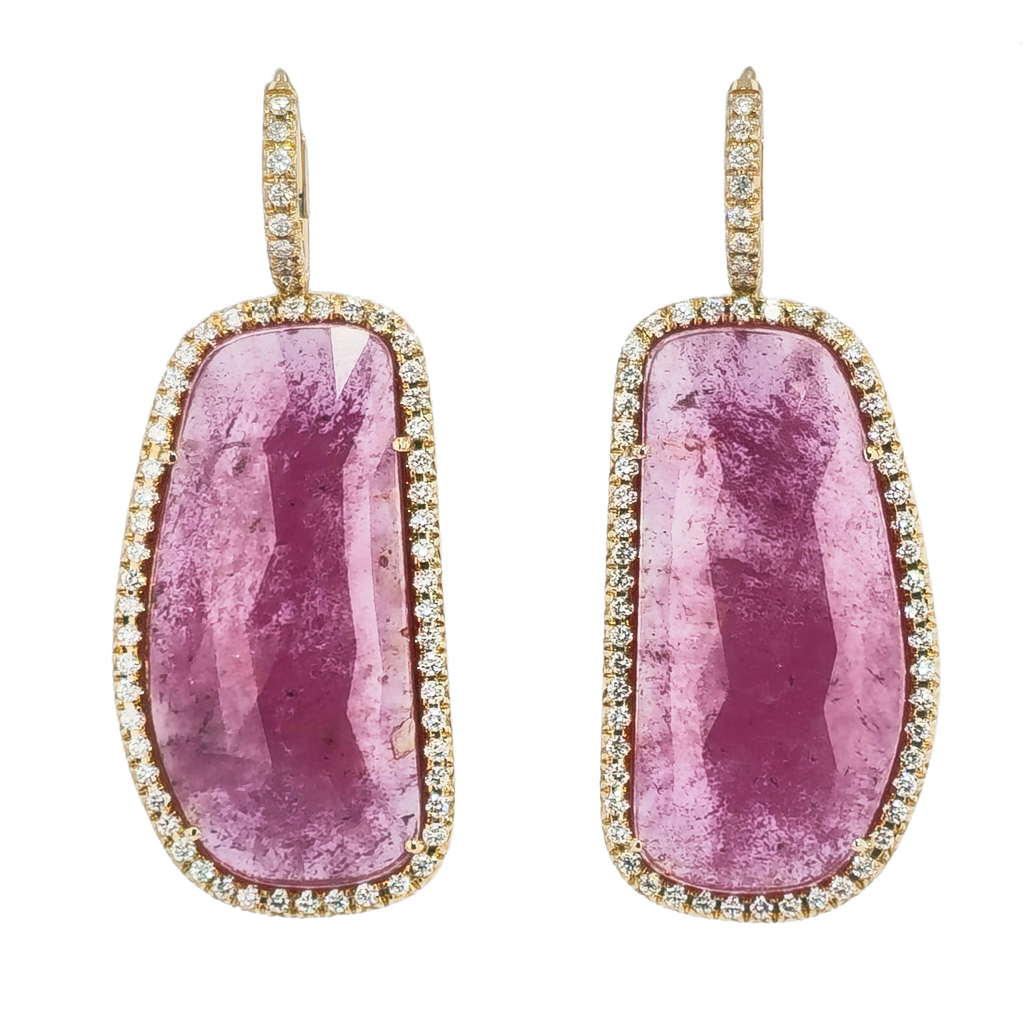 Pink Sapphire Slice Drop Earrings Earrings H&amp;H Jewels