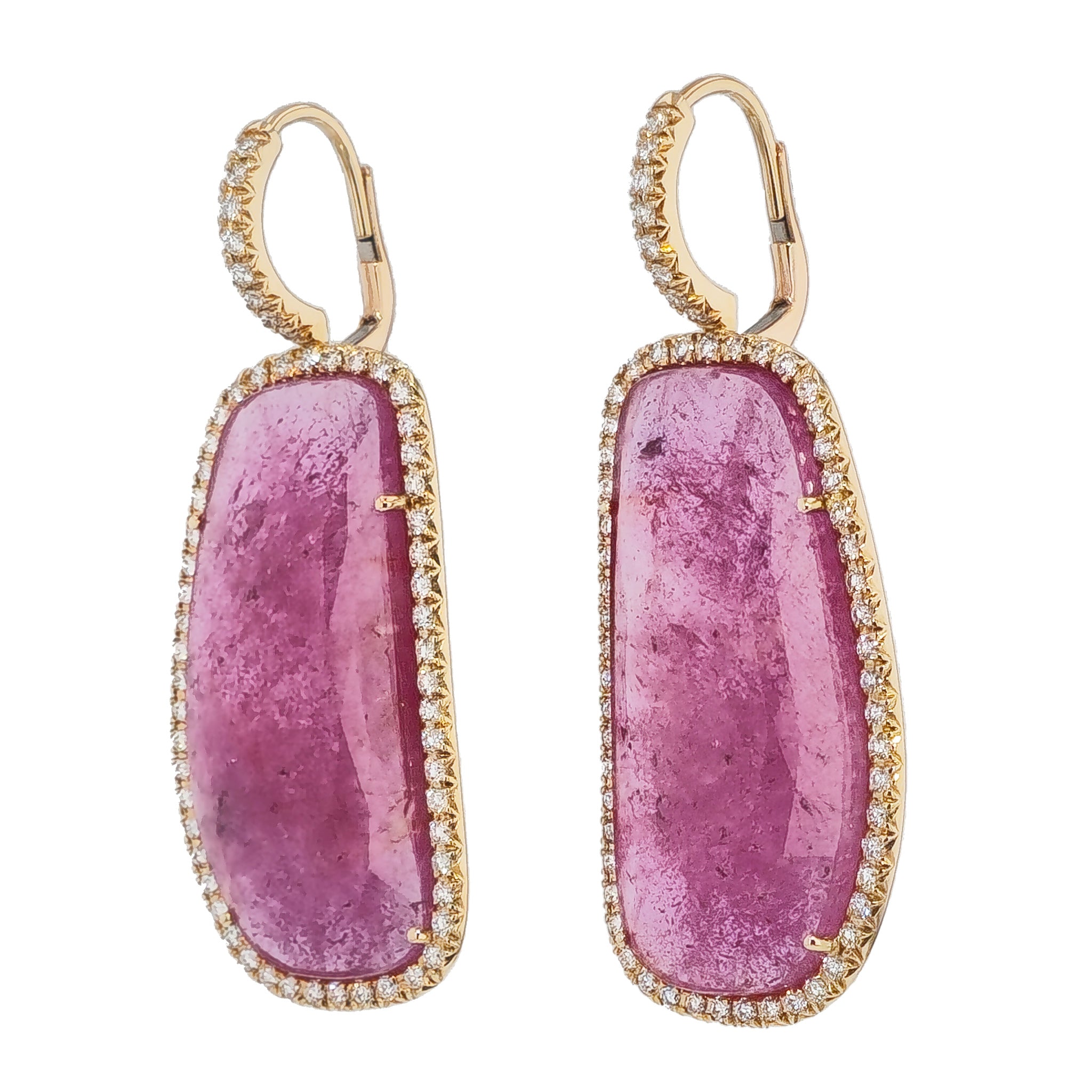 Pink Sapphire Slice Drop Earrings Earrings H&amp;H Jewels