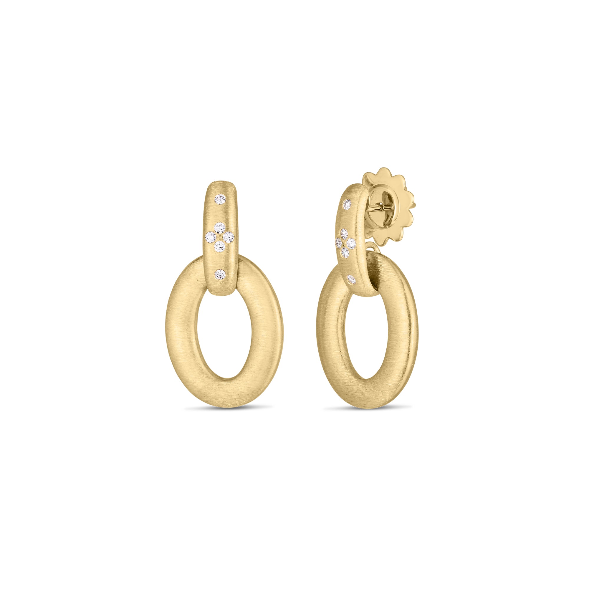 18kt Yellow Gold Duchessa Diamond Doorknocker Stud Earrings Earrings Roberto Coin