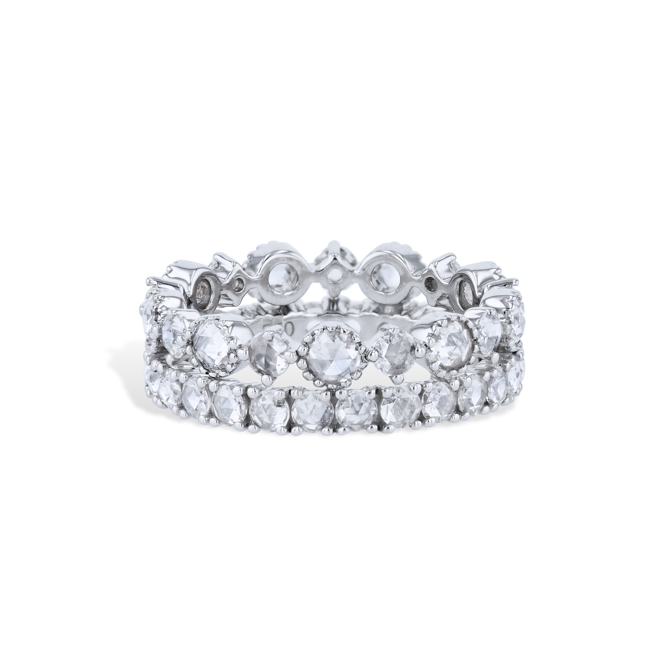 Diamond White Gold 2-Row Eternity Band Ring Rings Curated by H