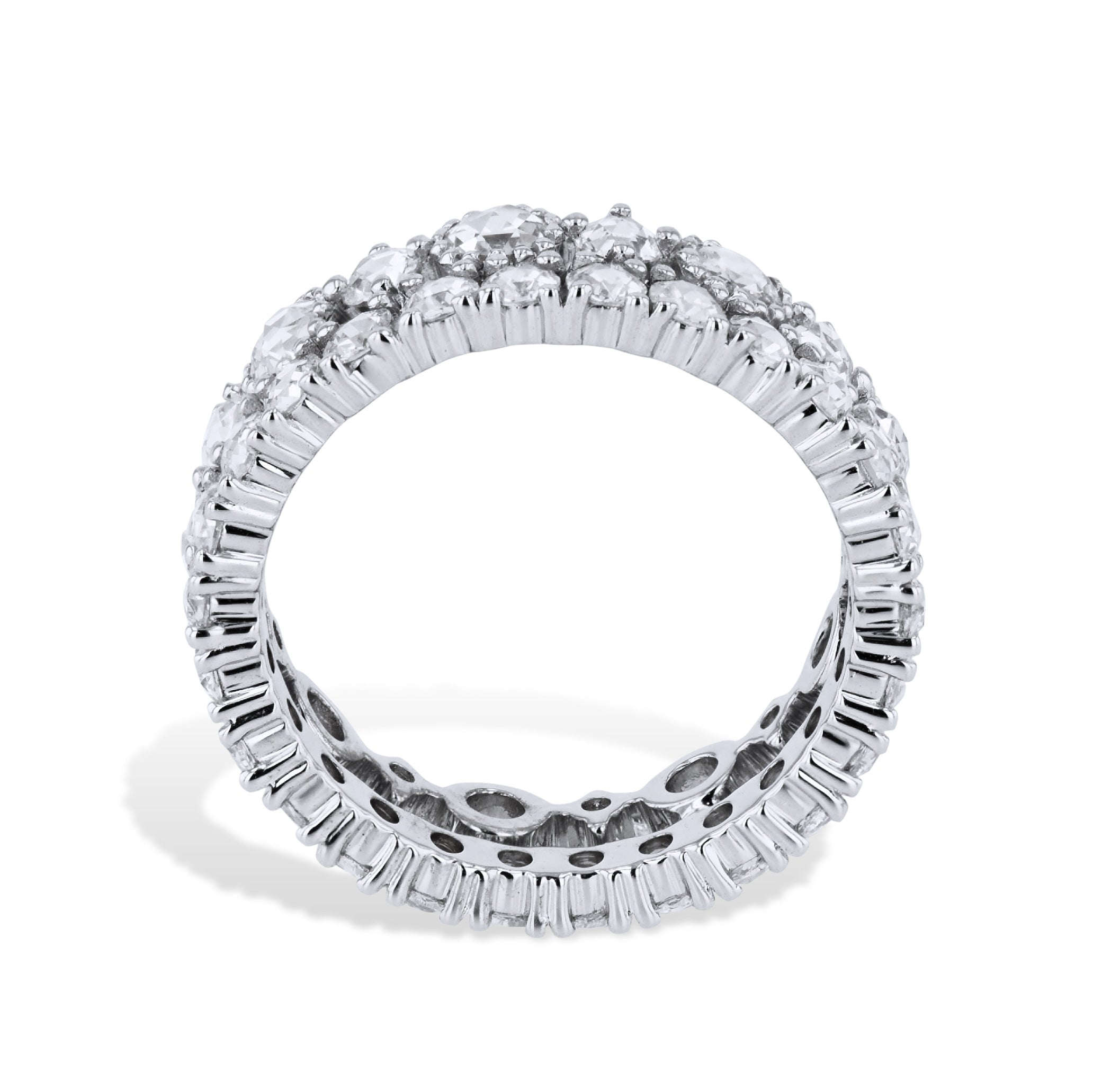 Diamond White Gold 2-Row Eternity Band Ring Rings Curated by H