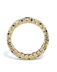 Sapphire and Diamond 2-Row Yellow Gold Band Ring Rings Curated by H