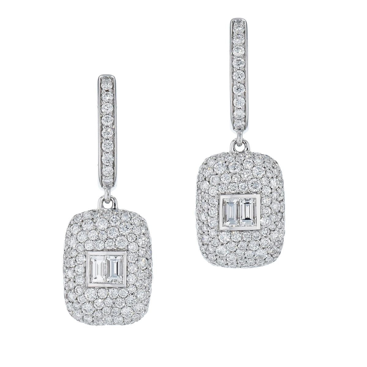 Diamond White Gold Drop Earrings Earrings Curated by H