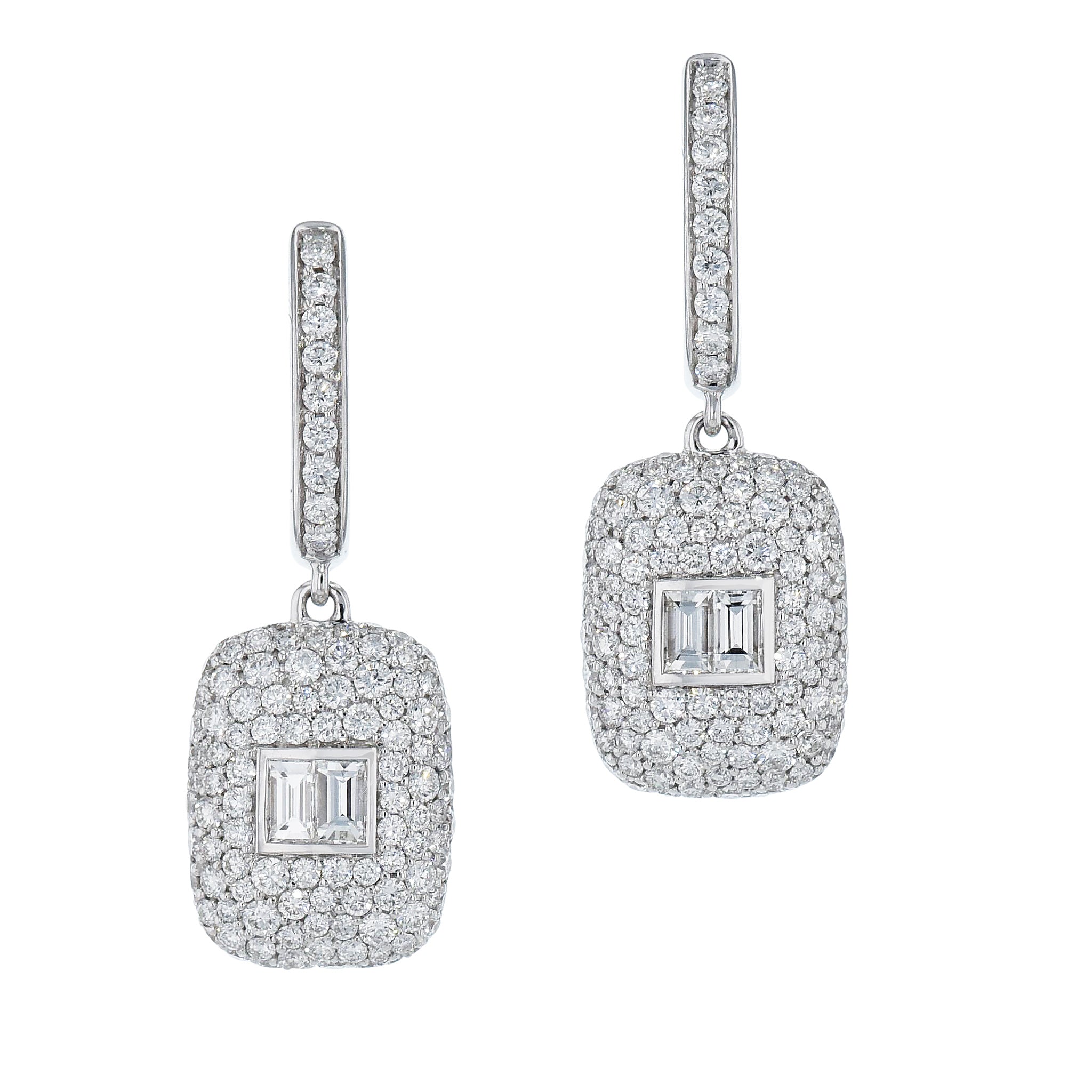 Diamond White Gold Drop Earrings Earrings Curated by H