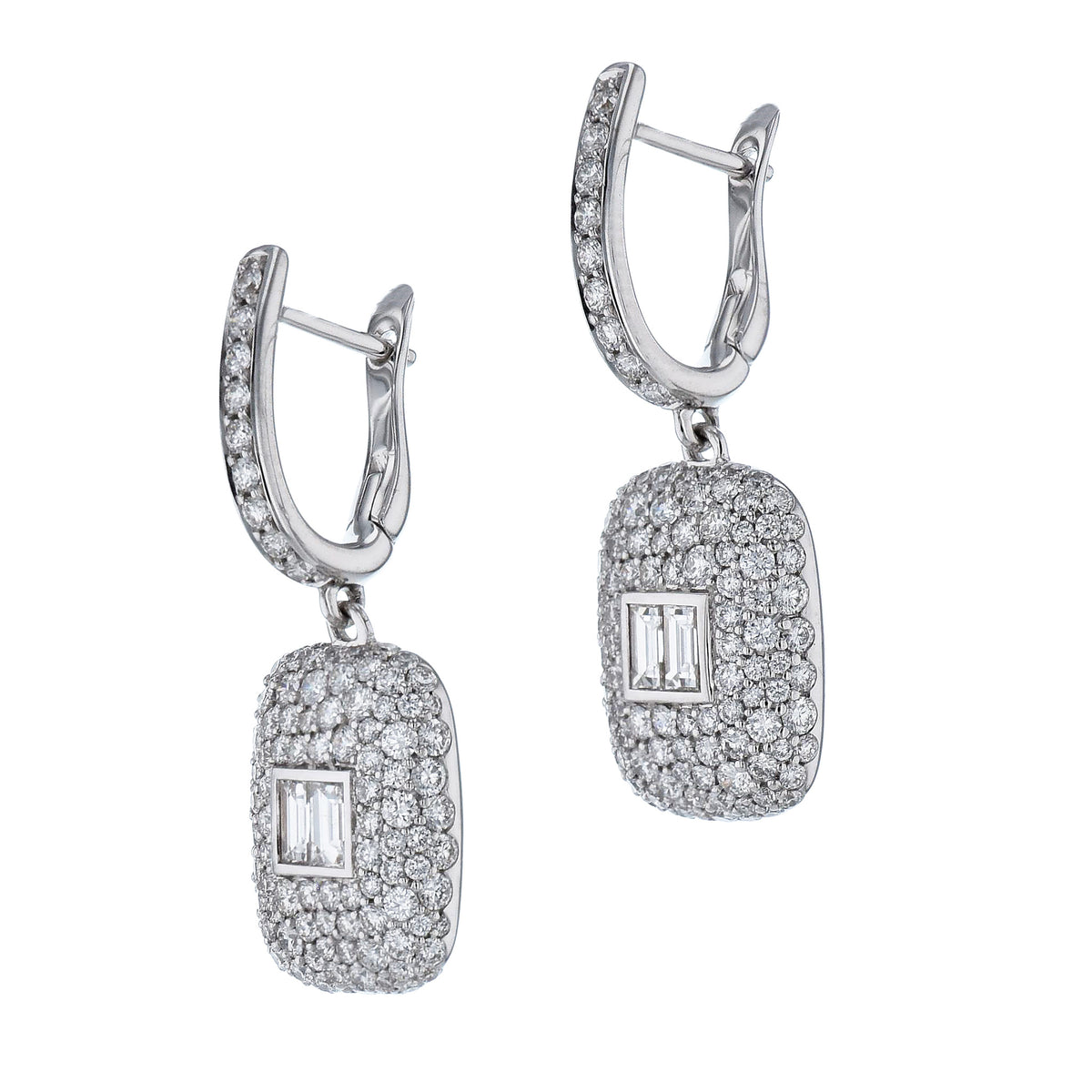 Diamond White Gold Drop Earrings - Alternate View 1