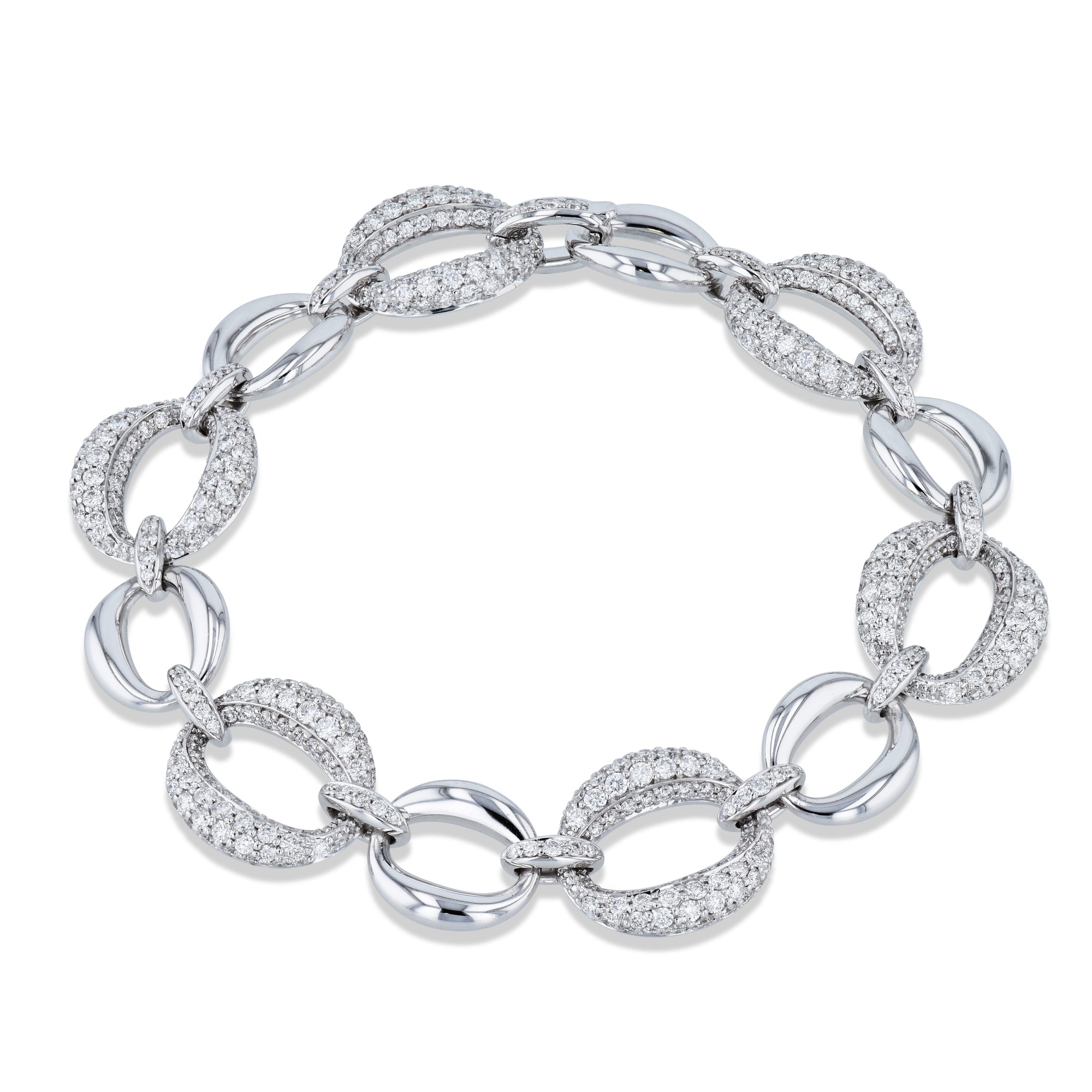 Diamond Pave 18K White Gold Link Bracelet Bracelets Curated by H