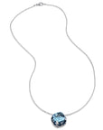 Blue Topaz and Diamond Pave White Gold Pendant Necklace Necklaces Curated by H