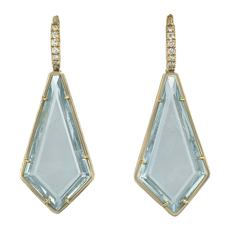 Blue Topaz Yellow Gold Diamond Pave Drop Earrings Earrings H&H Jewels
