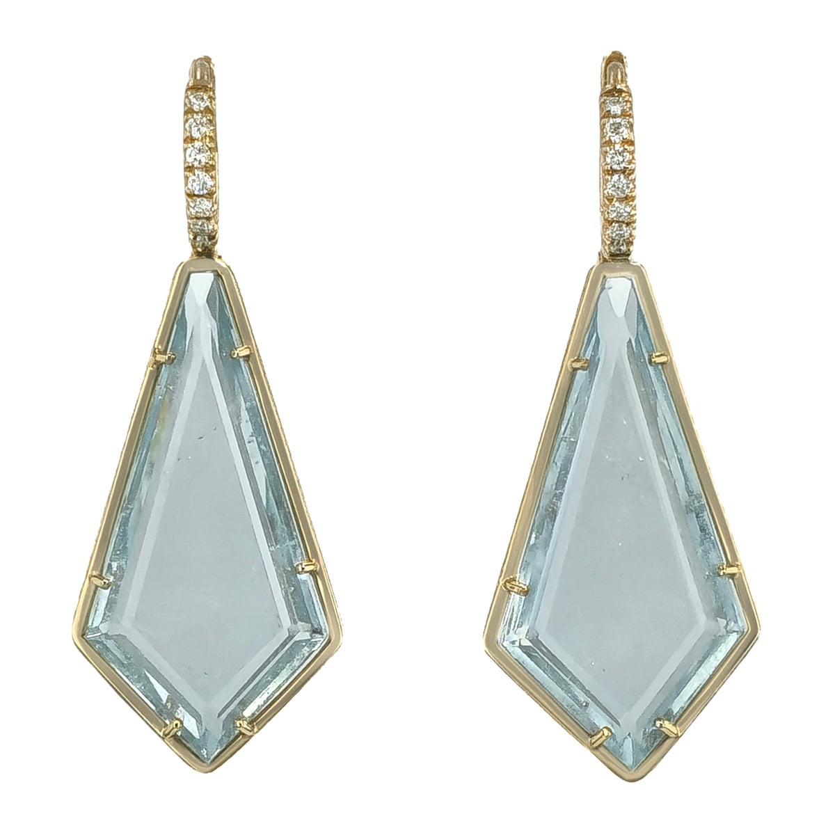 Blue Topaz Yellow Gold Diamond Pave Drop Earrings Earrings H&H Jewels