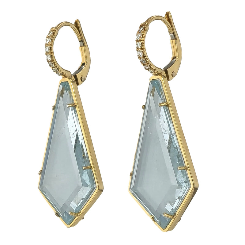 Blue Topaz Yellow Gold Diamond Pave Drop Earrings Earrings H&H Jewels