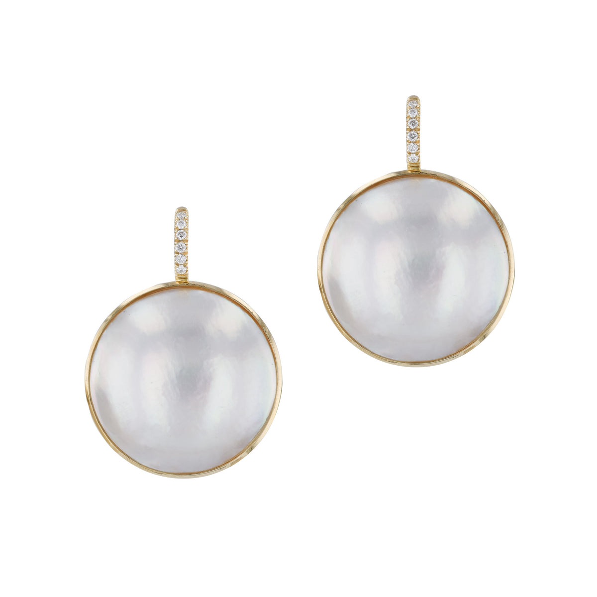 Mobe Pearl Diamond Yellow Gold Drop Earrings Earrings H&H Jewels
