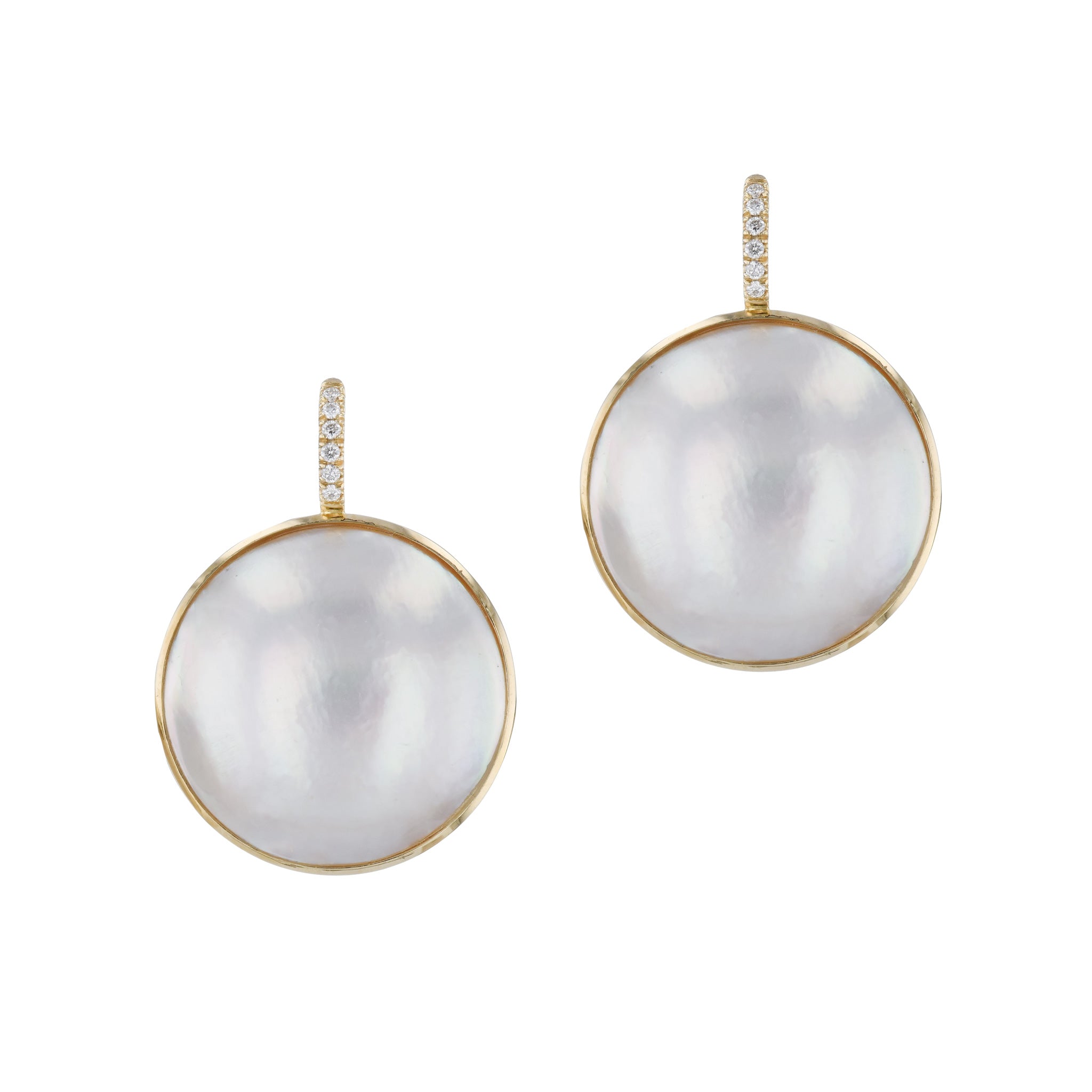 Mobe Pearl Diamond Yellow Gold Drop Earrings Earrings H&amp;H Jewels